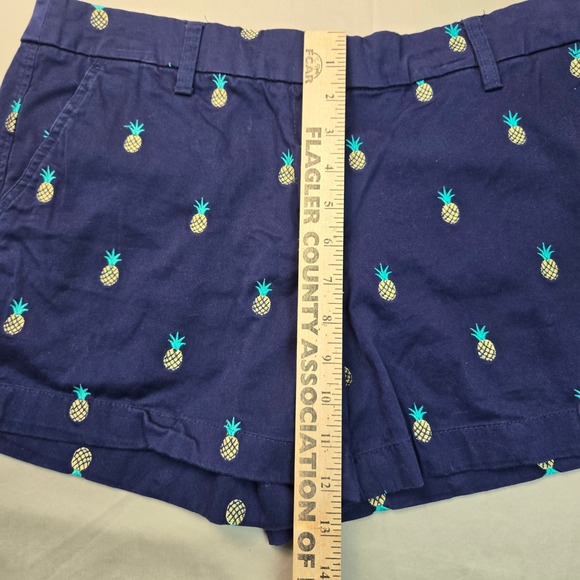 British Khaki Womens Navy Blue Pineapple Embroidered Chino Shorts Size 8 - Picture 6 of 8